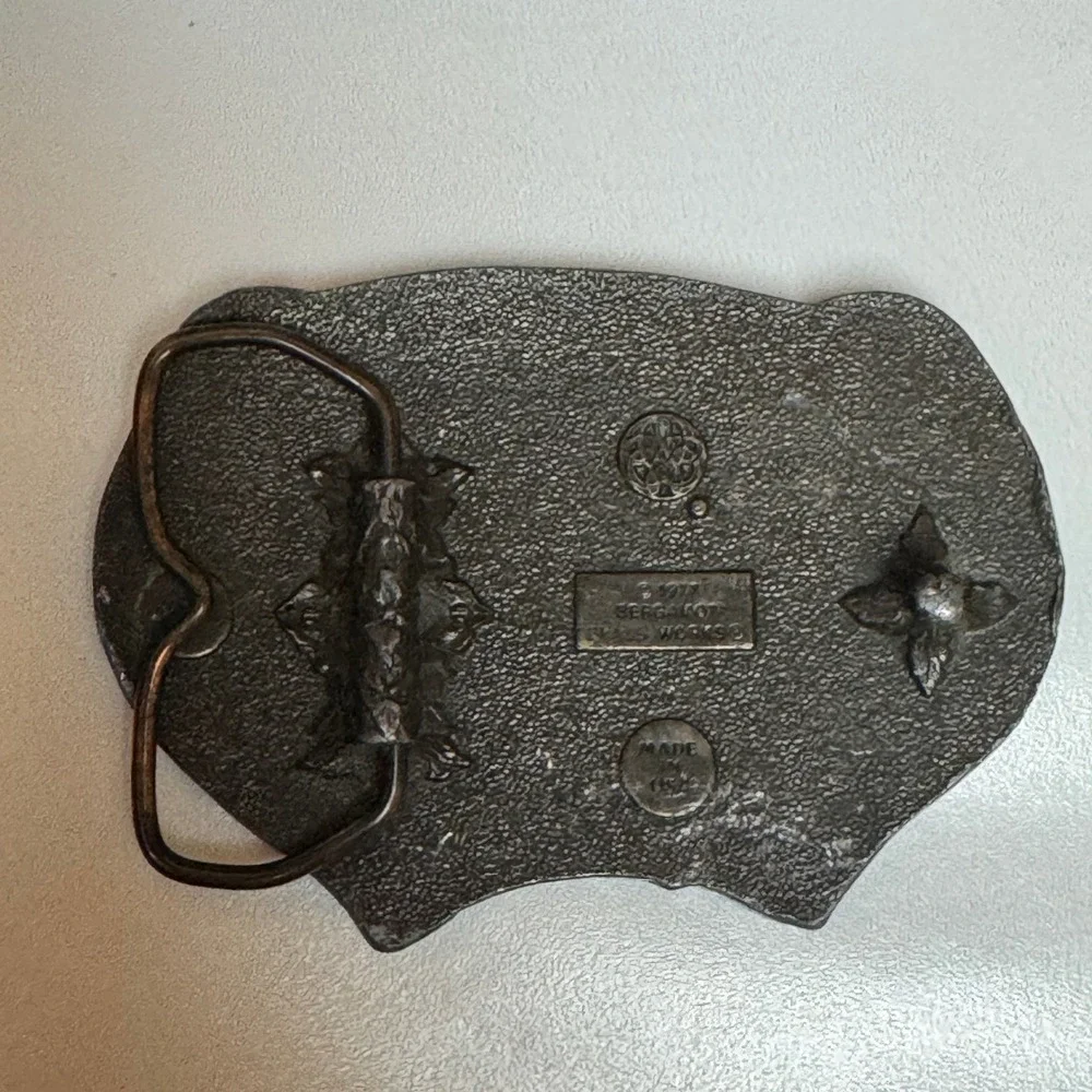 Vintage Pewter Deer‎ Buckle Hunting Scene Belt Buckle Metal Western Cowboy